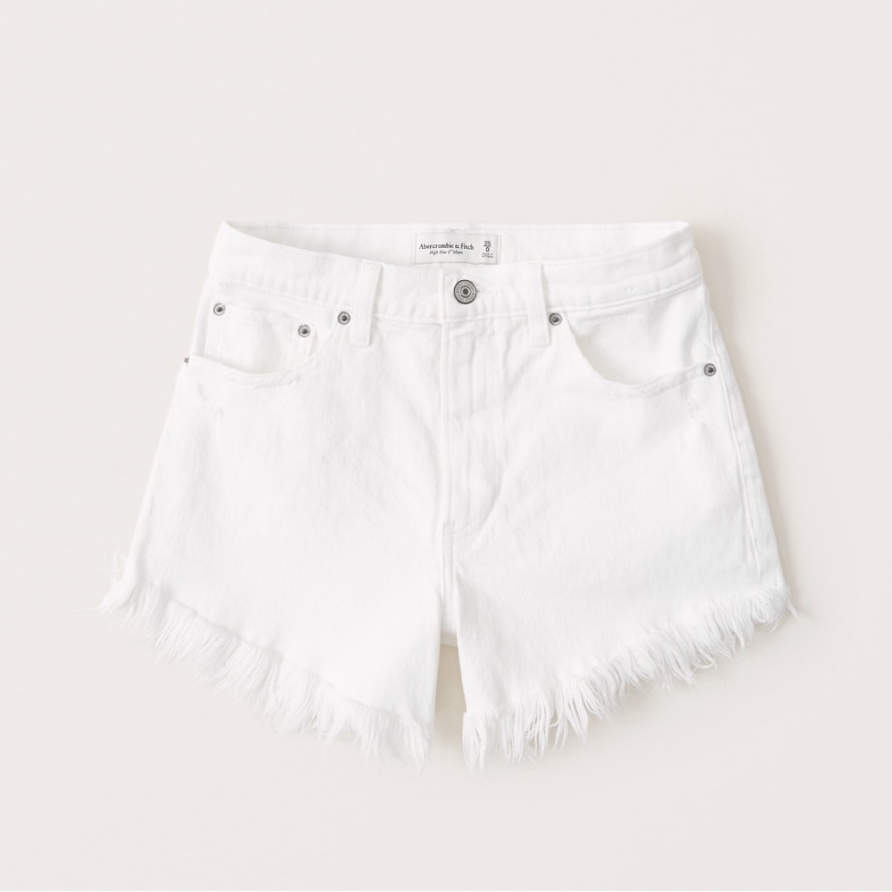 NWT Abercrombie 4” High Rise Mom Shorts. White denim shorts, new never worn